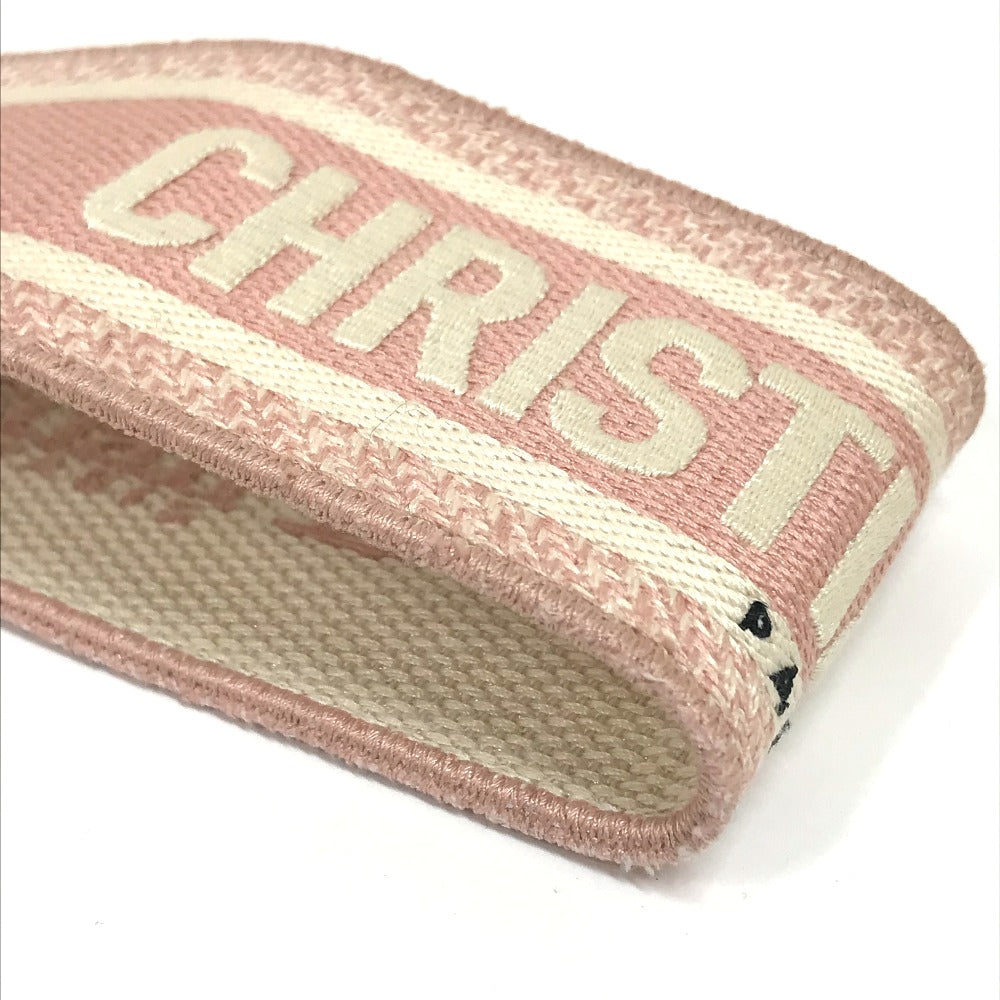 Dior Belt Canvas/Leather, Gold Plated Pink Embroidery Logo Women 85