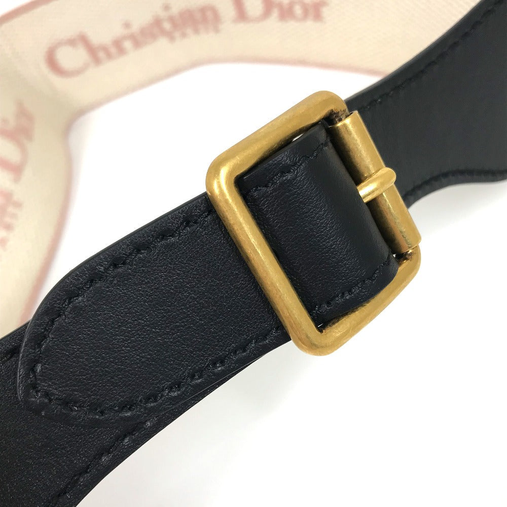 Dior Belt Canvas/Leather, Gold Plated Pink Embroidery Logo Women 85