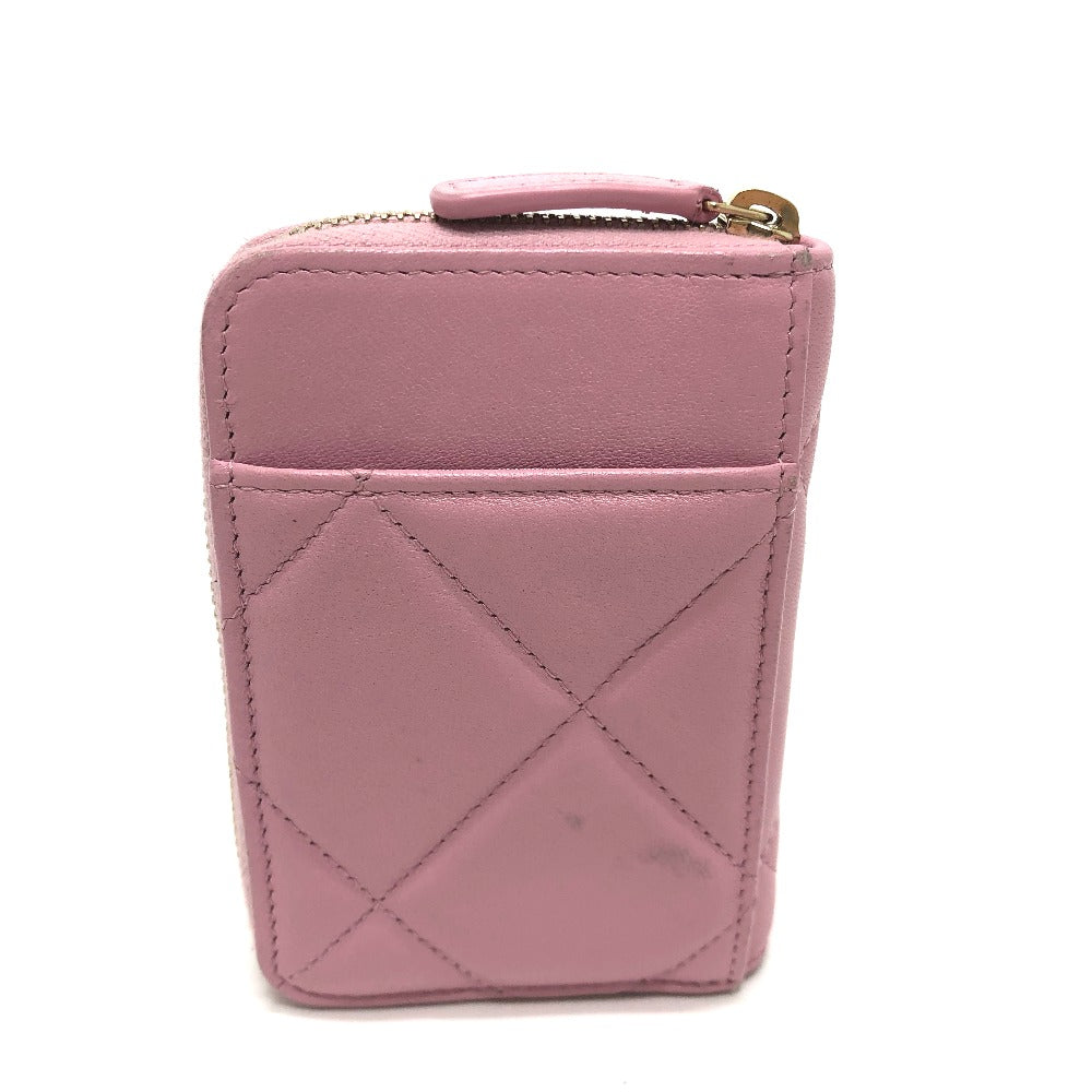 Chanel Coin Case Lambskin Pink Coco Mark Cc Matelasse/Card Case Women