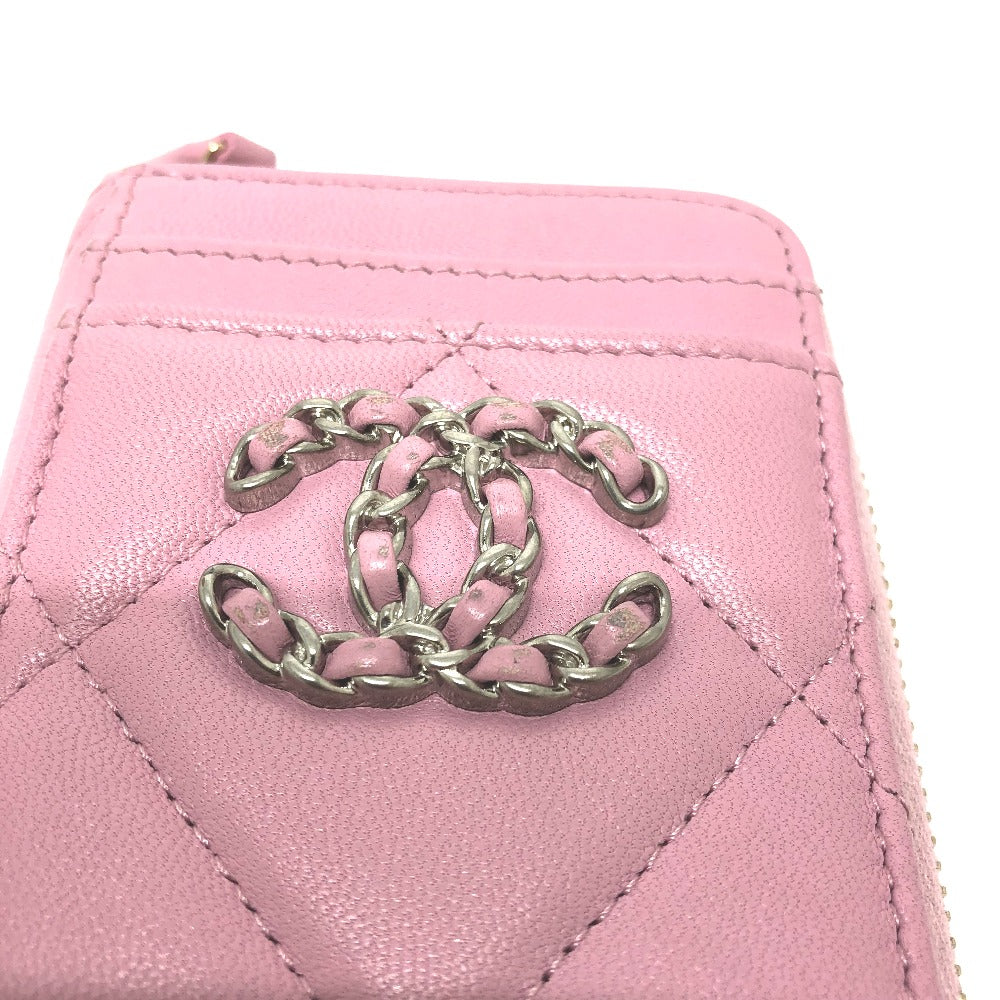 Chanel Coin Case Lambskin Pink Coco Mark Cc Matelasse/Card Case Women