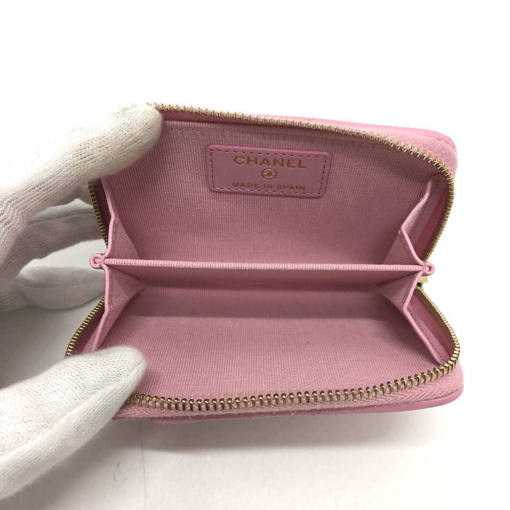 Chanel Coin Case Lambskin Pink Coco Mark Cc Matelasse/Card Case Women