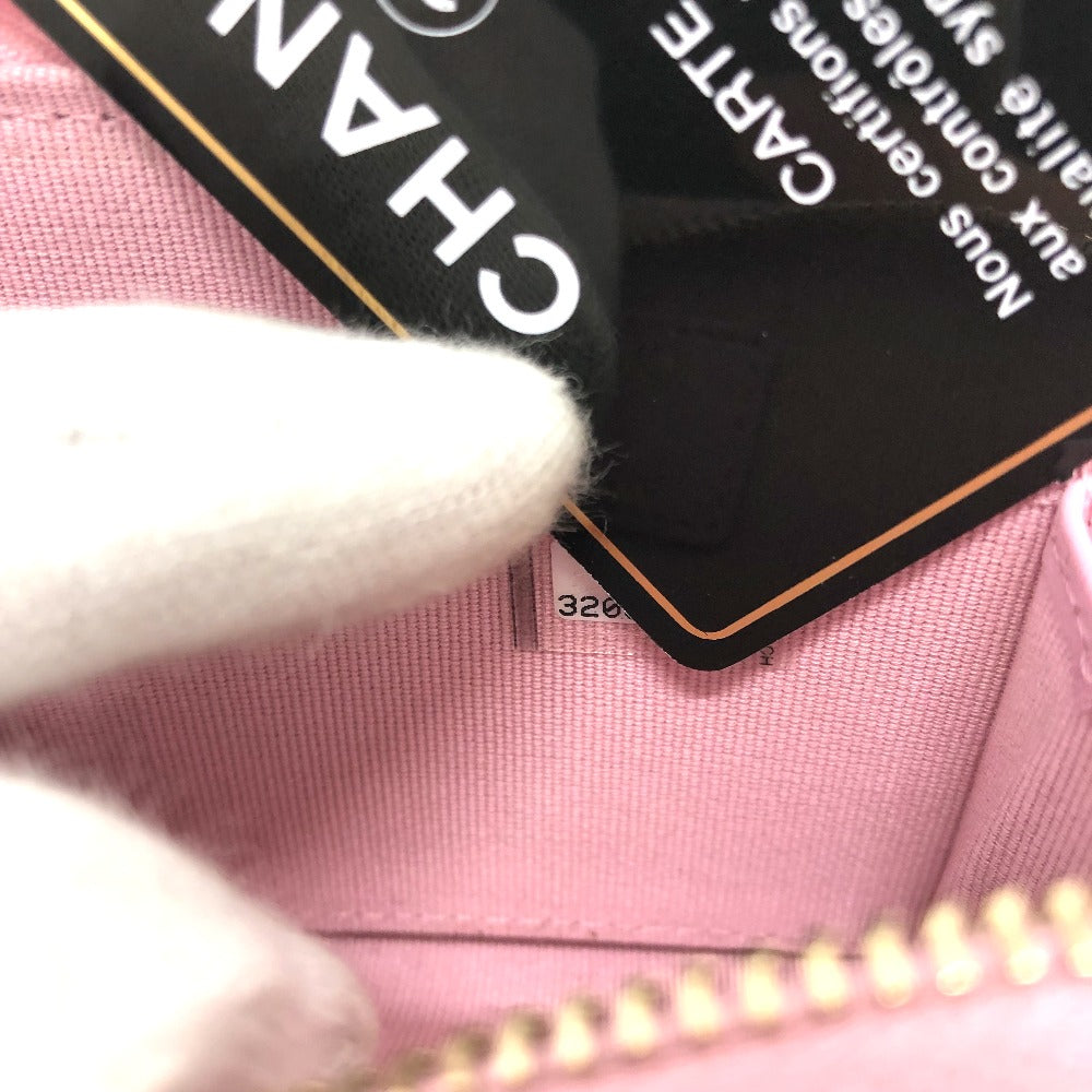 Chanel Coin Case Lambskin Pink Coco Mark Cc Matelasse/Card Case Women