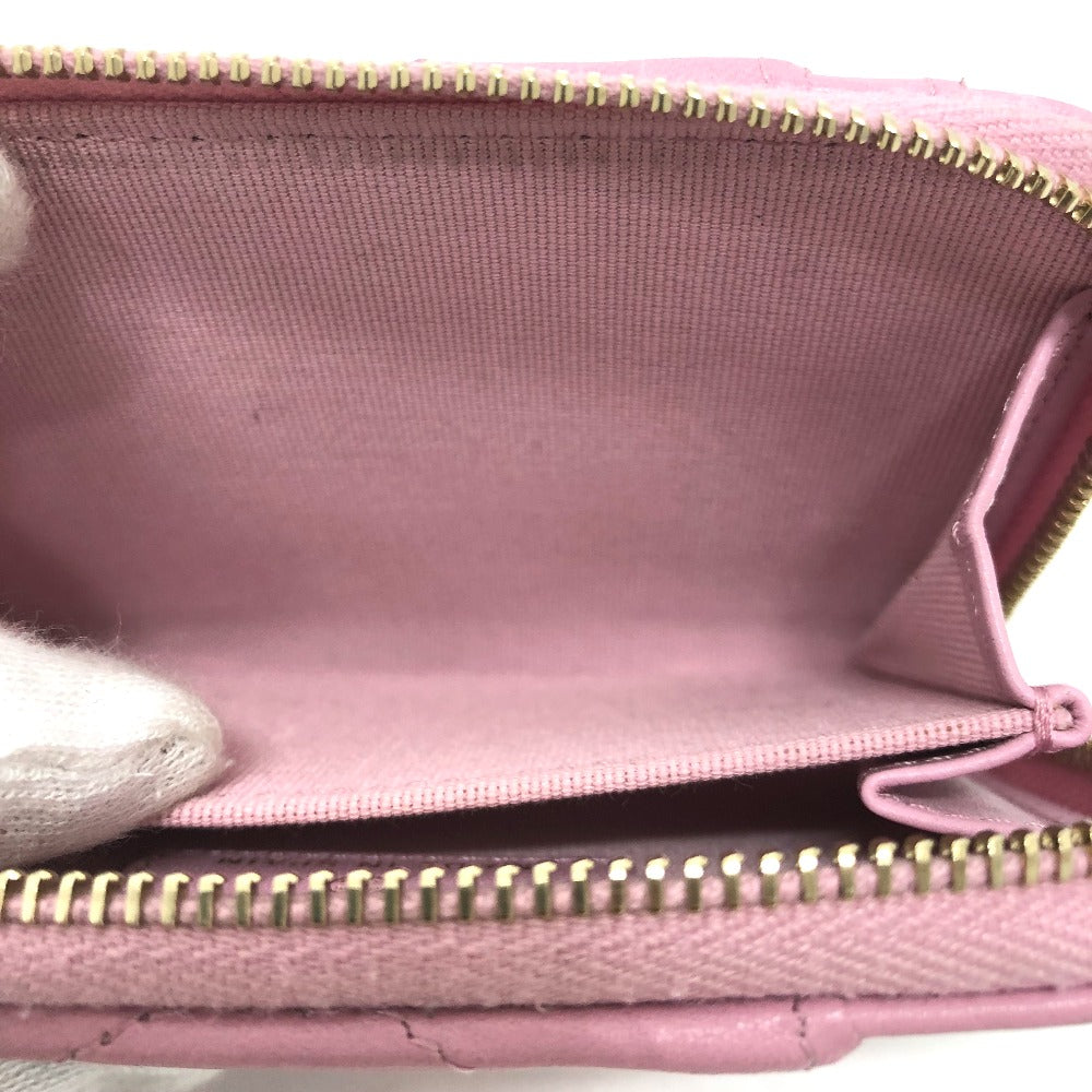 Chanel Coin Case Lambskin Pink Coco Mark Cc Matelasse/Card Case Women