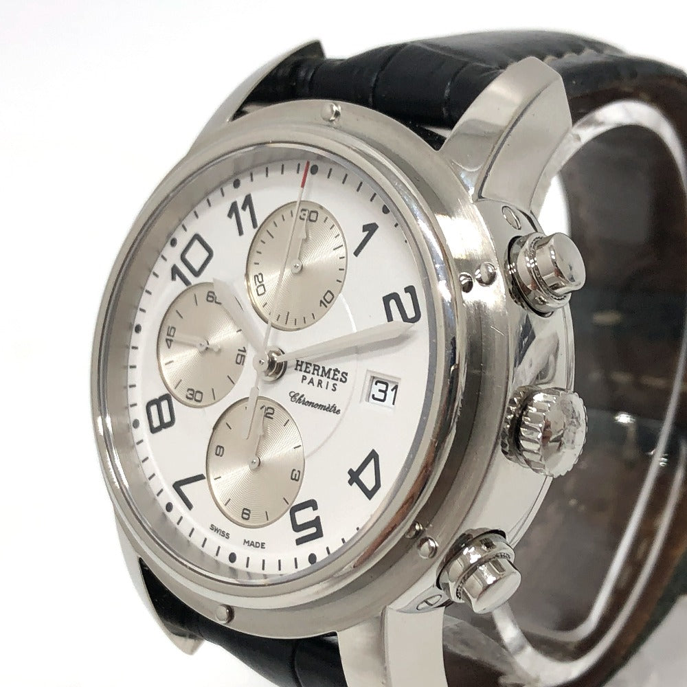 Hermes Watches Mechanical Automatic Cp1.910 Stainless Steel Silver Clipper Chrono White Dial Mens