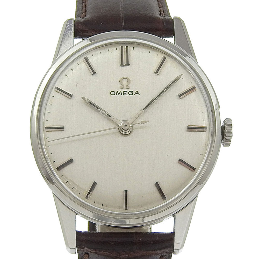 Omega Watches Hand Winding 14772 Sc-62 Stainless Steel , Embossed Leather Silver Cal.286 Vintage