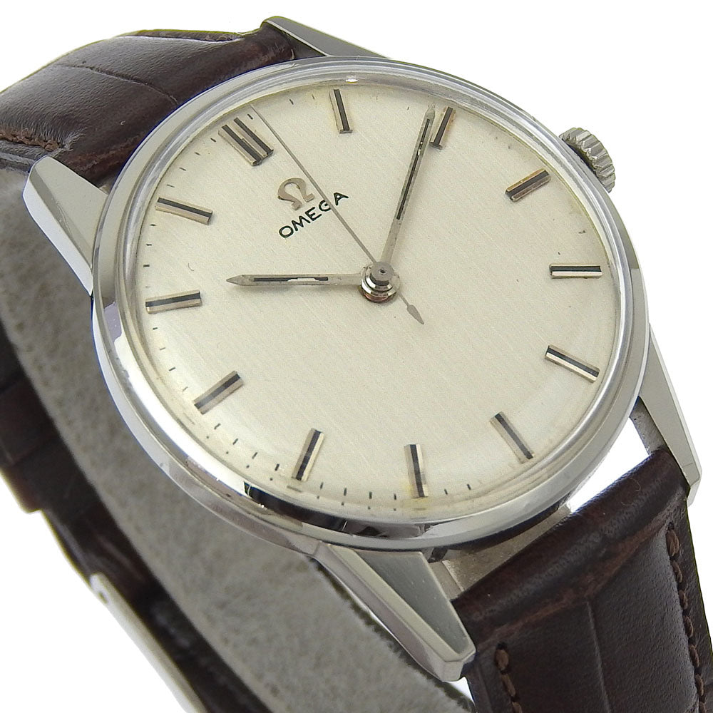 Omega Watches Hand Winding 14772 Sc-62 Stainless Steel , Embossed Leather Silver Cal.286 Vintage