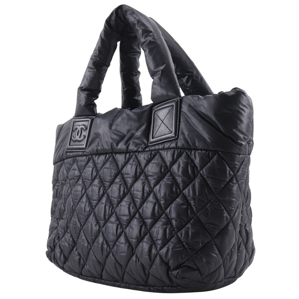 Chanel Handbag A48610 Nylon Black Reversible Small Tote Cococoon Women