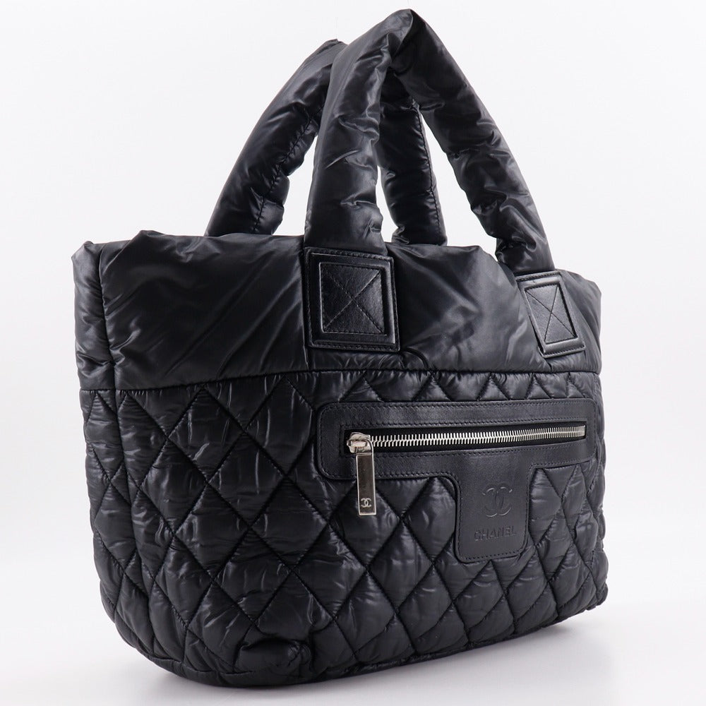 Chanel Handbag A48610 Nylon Black Reversible Small Tote Cococoon Women