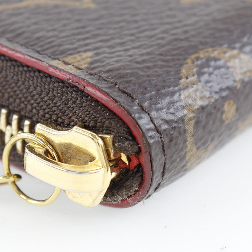 Louis Vuitton Long Wallet Purse M62940 Monogram Canvas Brown Flower Charm Portefeuille Clemence