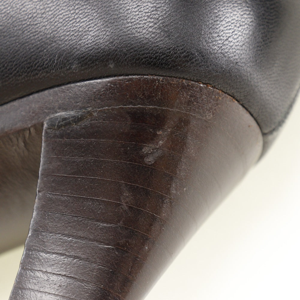 Chanel Boots Leather Black Matrasse Coco Mark Women 34 1/2