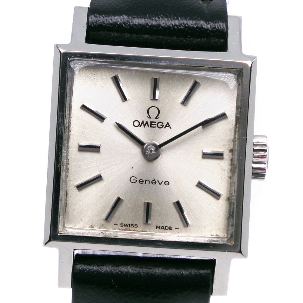 Omega Watches Hand Winding Stainless Steel , Embossed Leather Silver Cal.1070 Geneva Silver Dial
