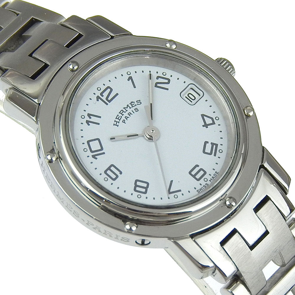 Hermes Watches Quartz Cl4.210 Stainless Steel Silver Clipper White Dial Women