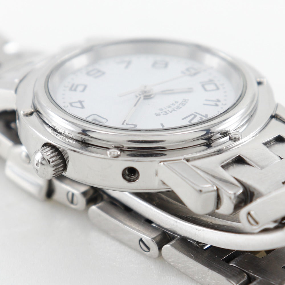 Hermes Watches Quartz Cl4.210 Stainless Steel Silver Clipper White Dial Women