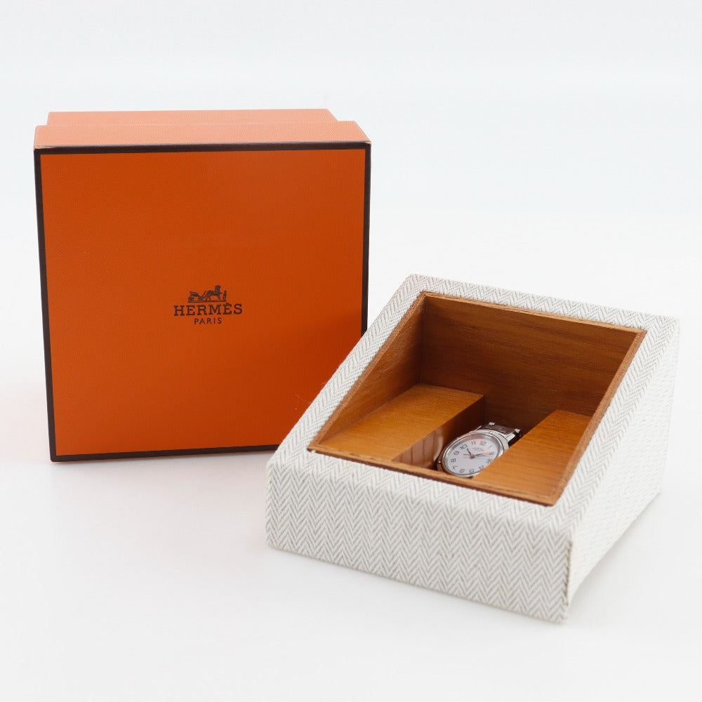 Hermes Watches Quartz Cl4.210 Stainless Steel Silver Clipper White Dial Women