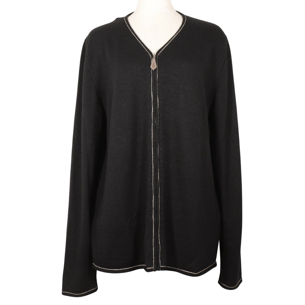 Hermes Cardigan Cashmere, Cotton Black Zip Up Women K
