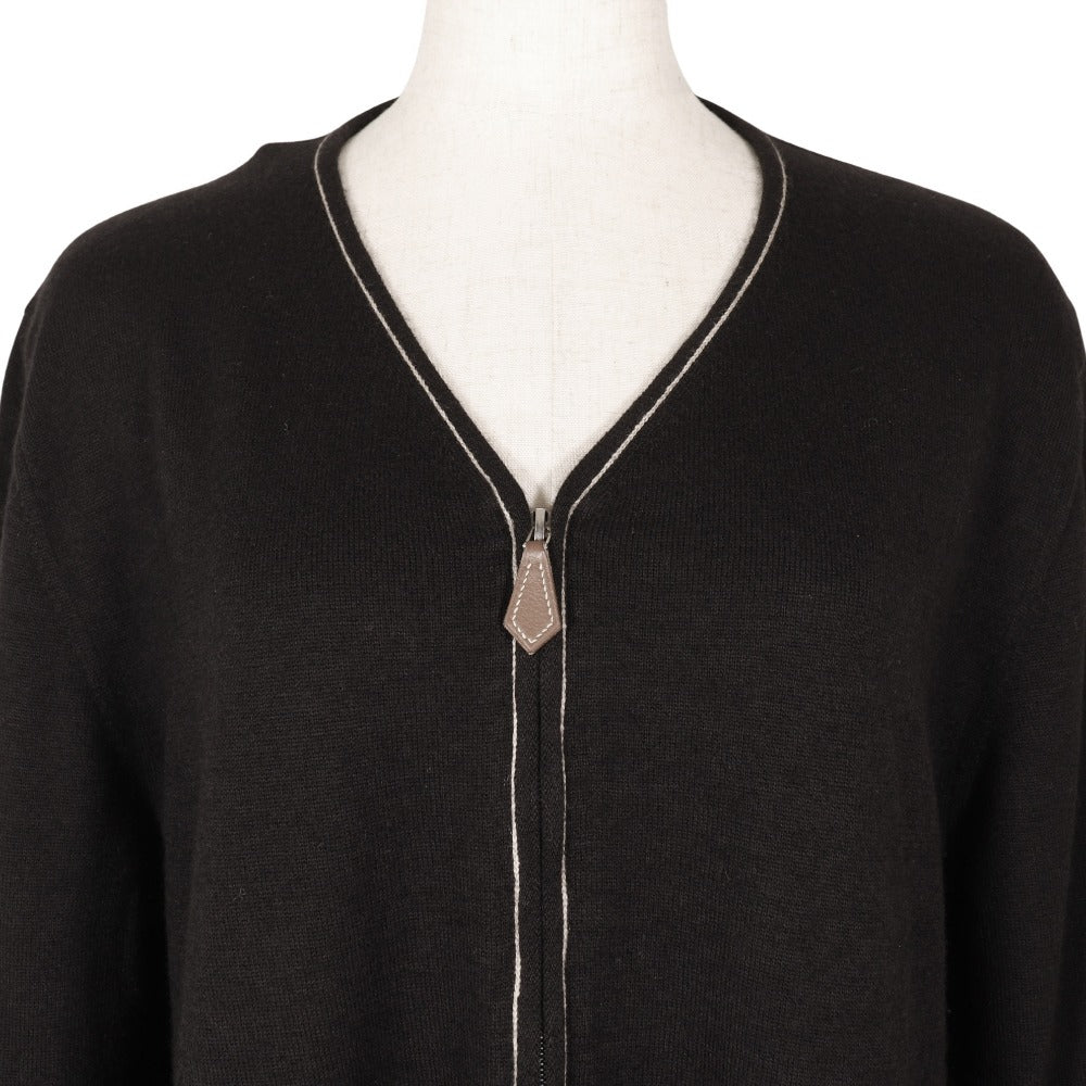 Hermes Cardigan Cashmere, Cotton Black Zip Up Women K