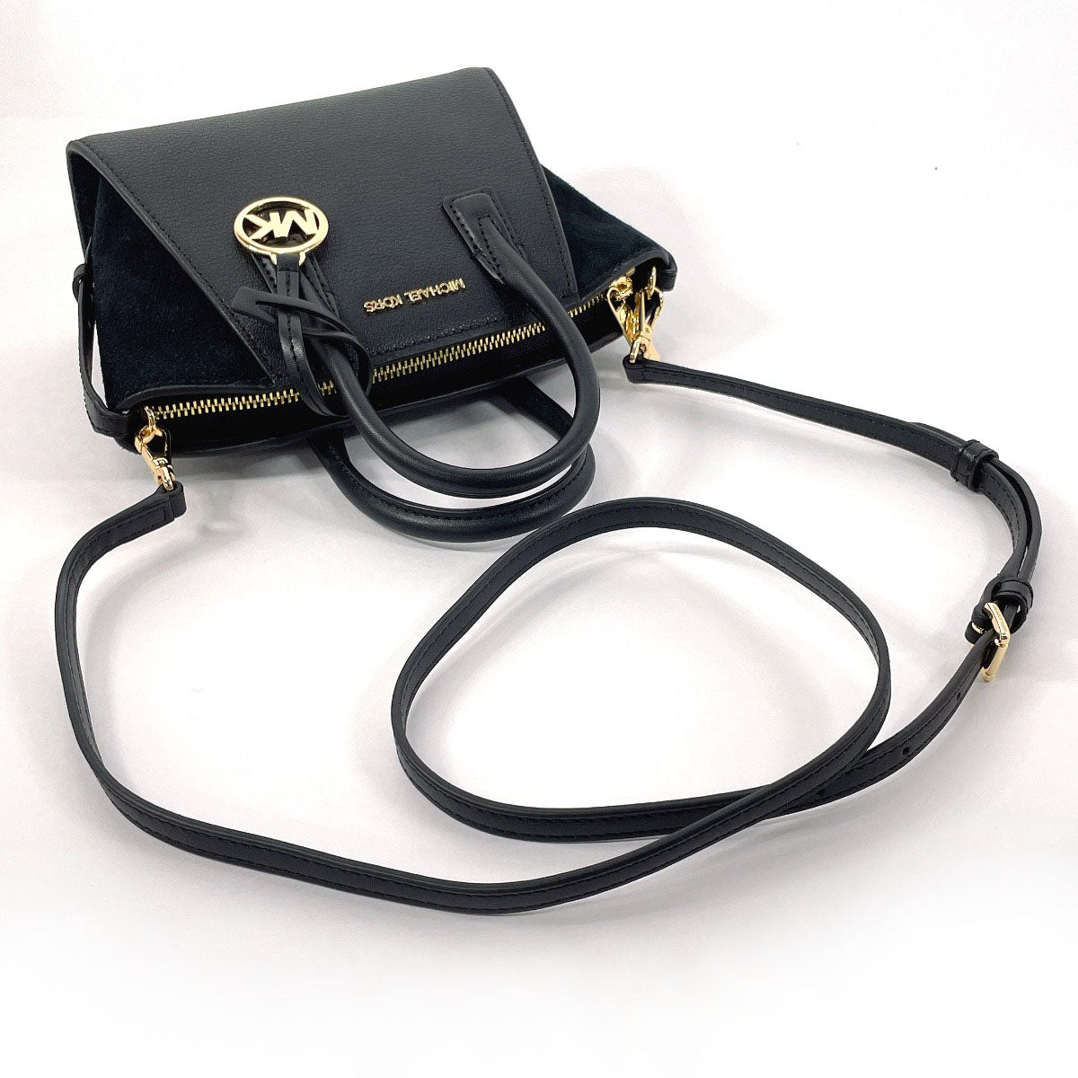 Michael Kors Handbag 35F4G4Vc0L Leather, Suede Black 2Way Satchel Extra Small