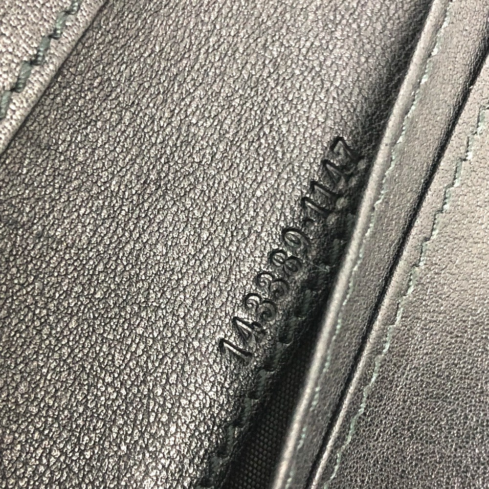 Gucci Long Wallet Purse 143389 Leather Black Embossed All Over Pattern Women
