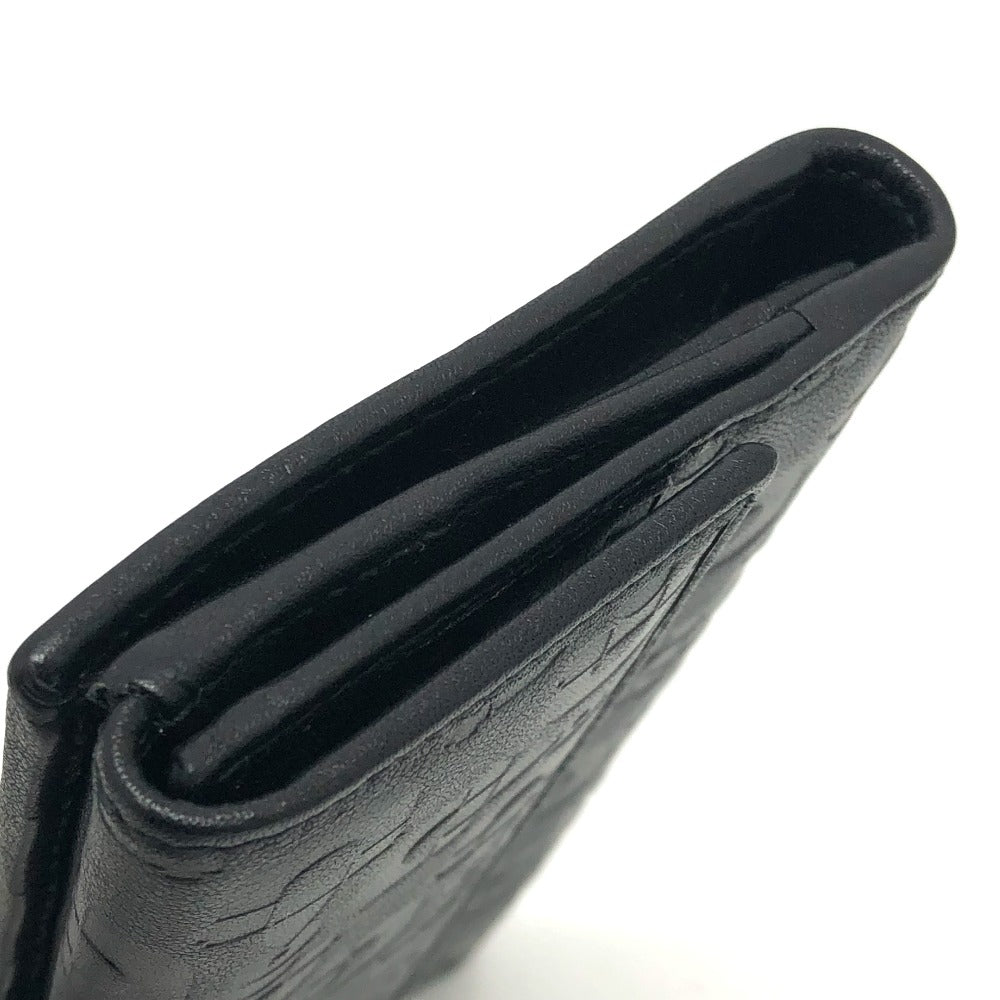 Gucci Long Wallet Purse 143389 Leather Black Embossed All Over Pattern Women