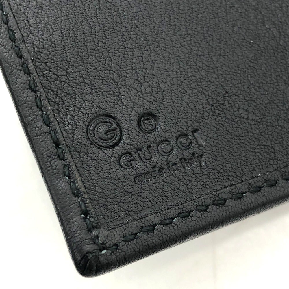 Gucci Long Wallet Purse 143389 Leather Black Embossed All Over Pattern Women