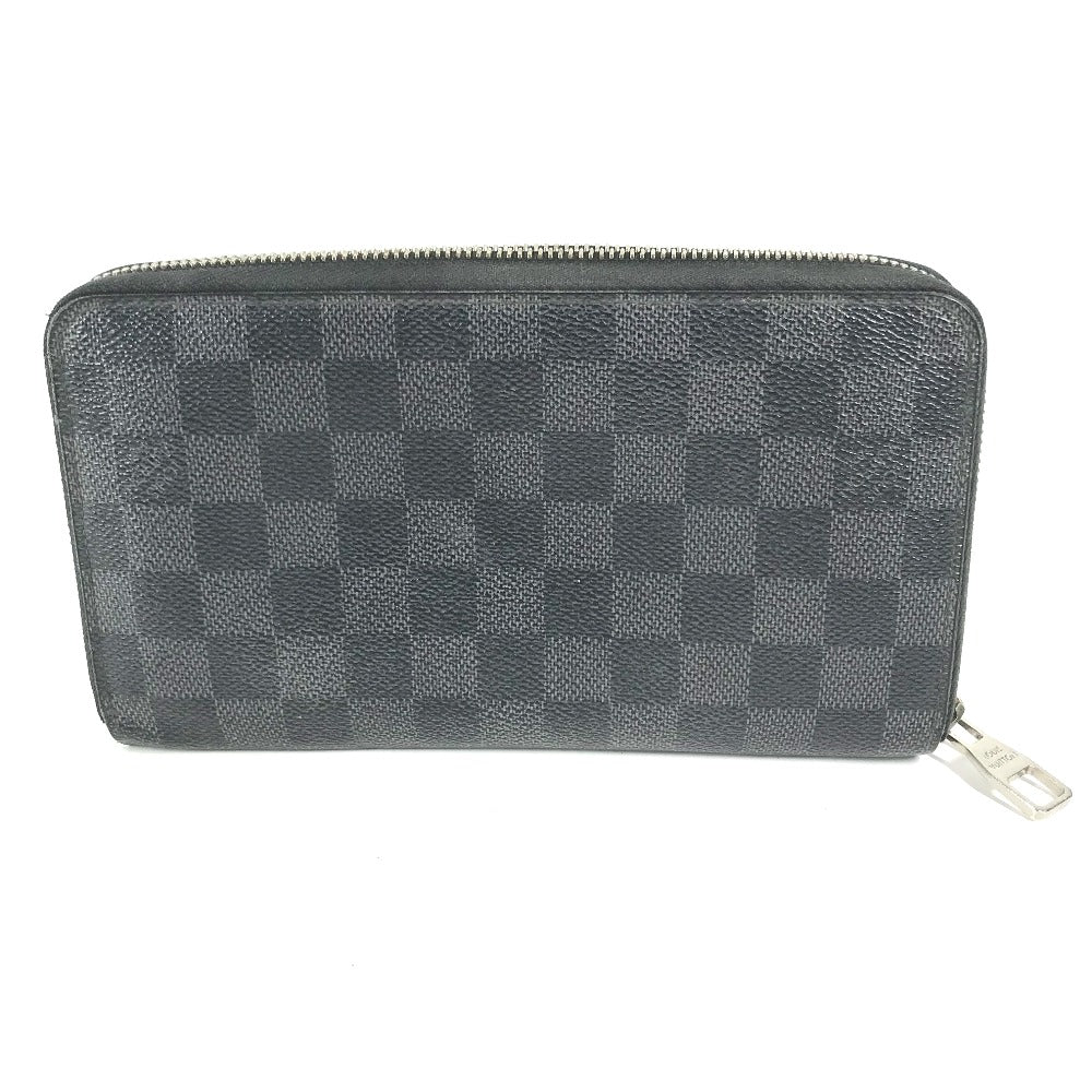 Louis Vuitton Long Wallet Purse N63077 Damier Grafitto Canvas Black Damier Zippy Organizer Mens