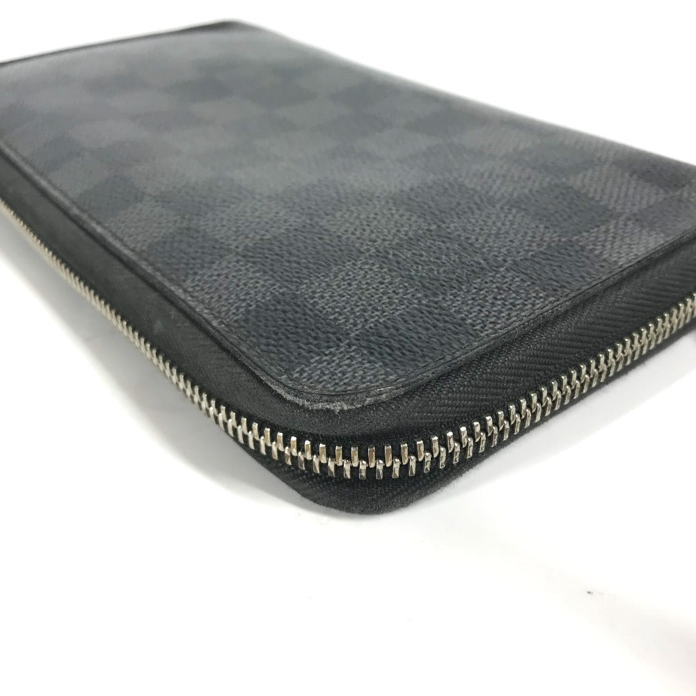 Louis Vuitton Long Wallet Purse N63077 Damier Grafitto Canvas Black Damier Zippy Organizer Mens