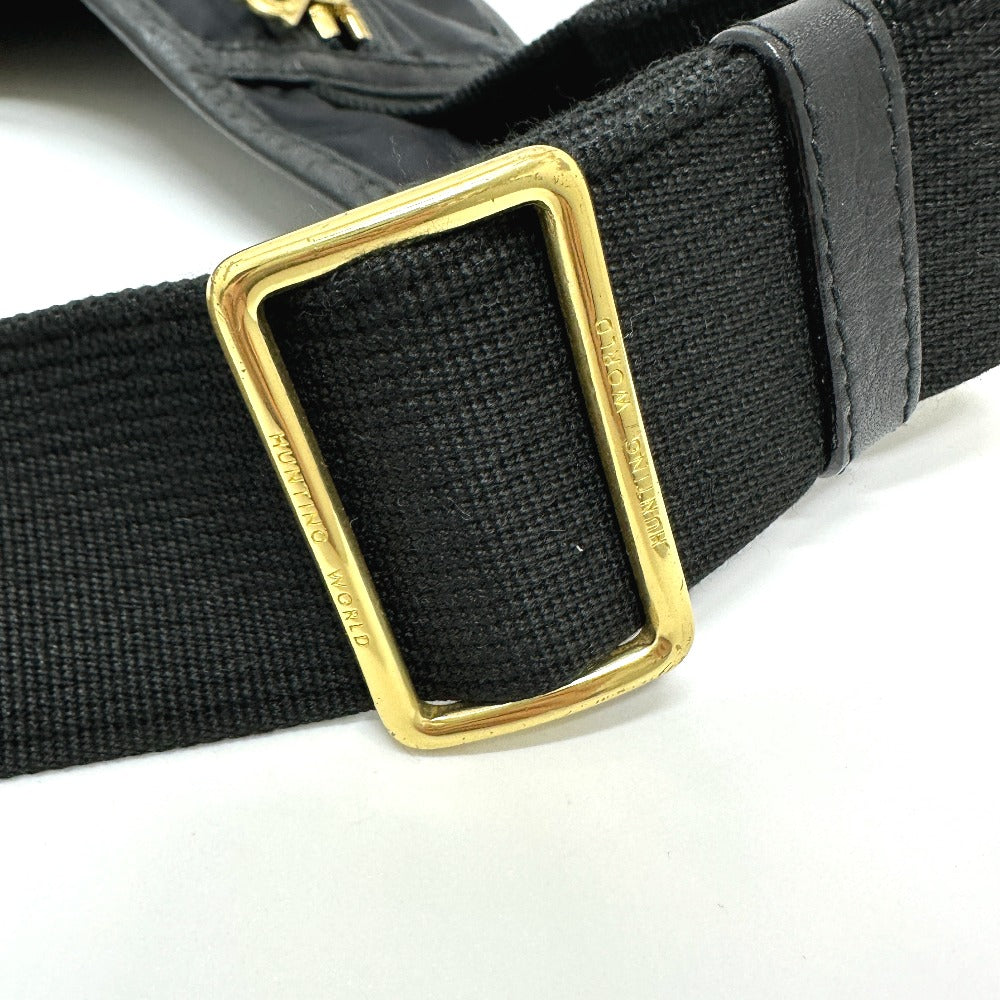 Hunting World Shoulder Bag Leather / Nylon Black Logo Women