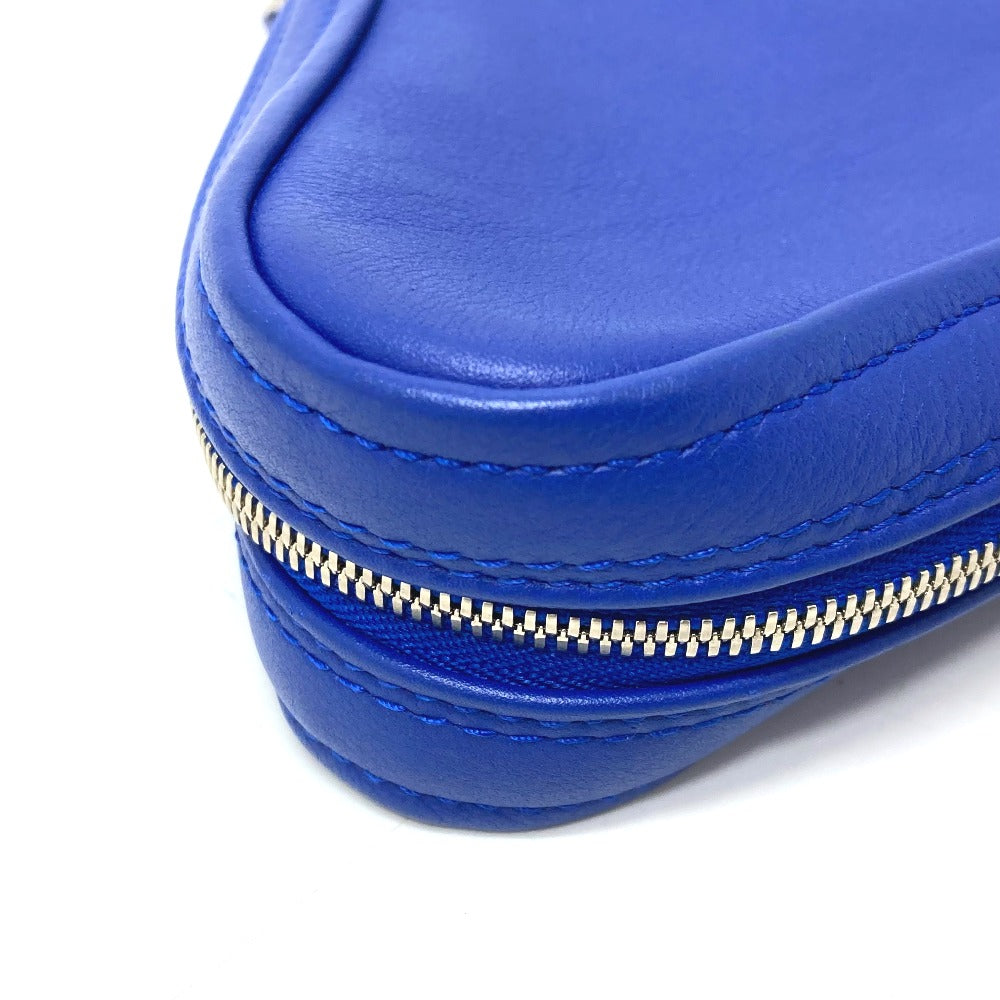 Balenciaga Pouch 476976 Leather Blue Triangle Triangle Women