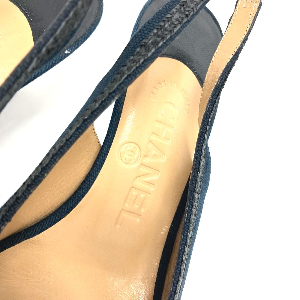 Chanel Pumps Canvas Black Camelia Women 35 C