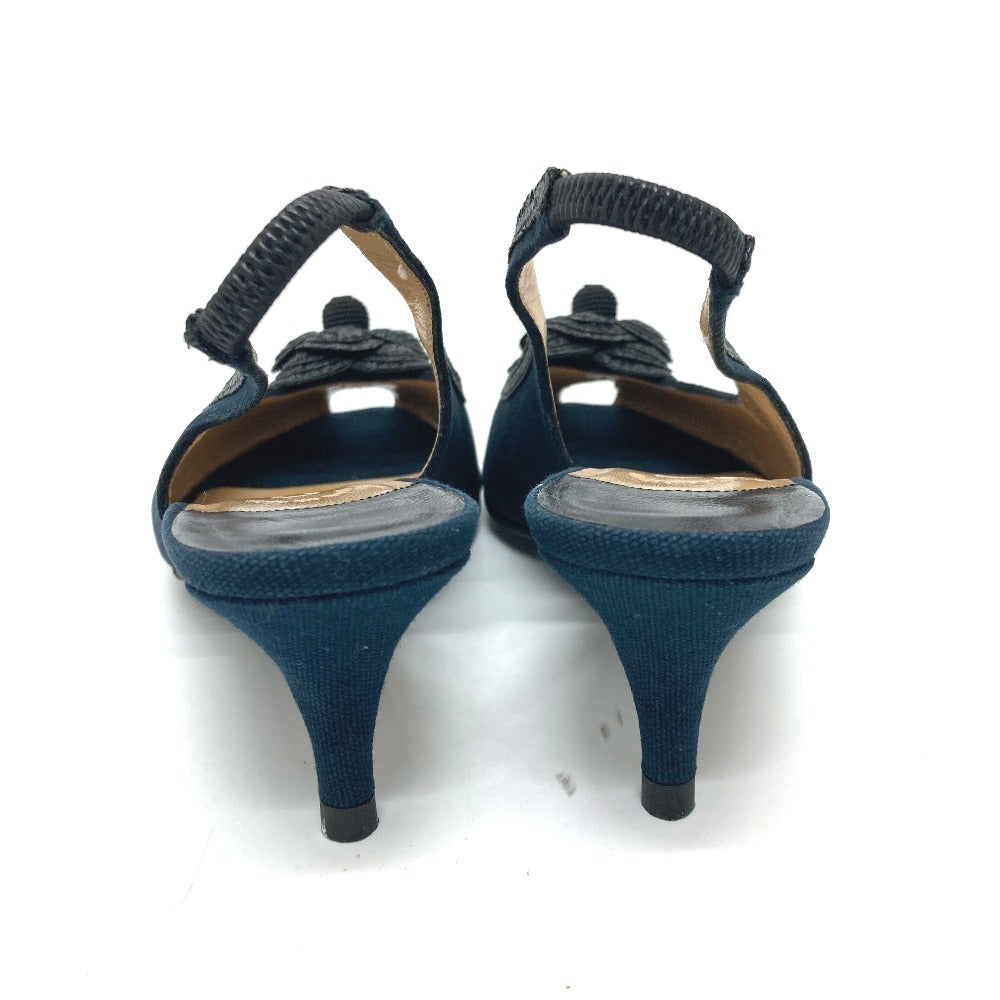 Chanel Pumps Canvas Black Camelia Women 35 C