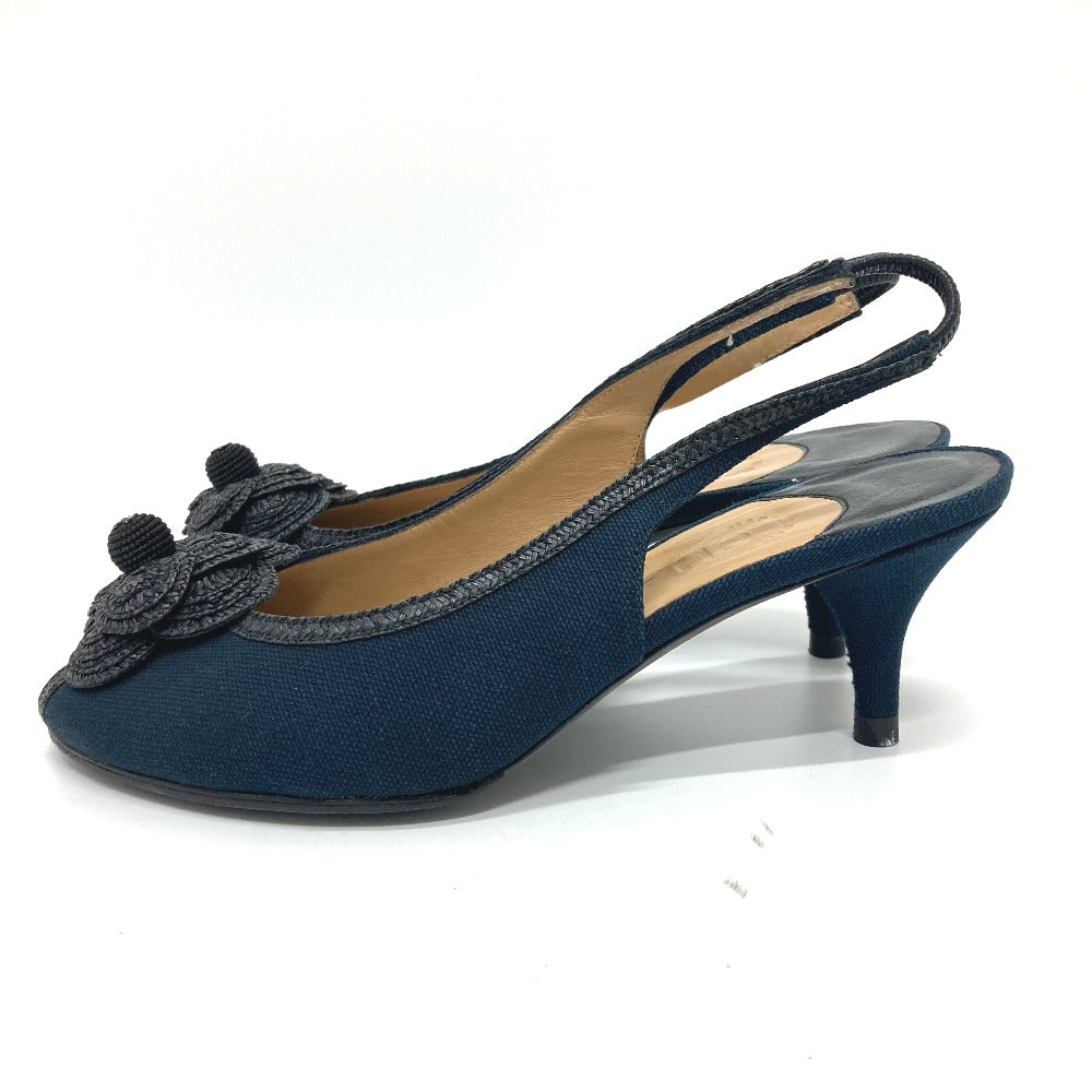 Chanel Pumps Canvas Black Camelia Women 35 C