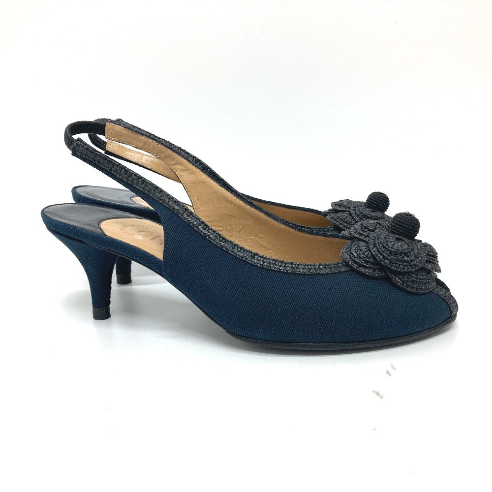 Chanel Pumps Canvas Black Camelia Women 35 C