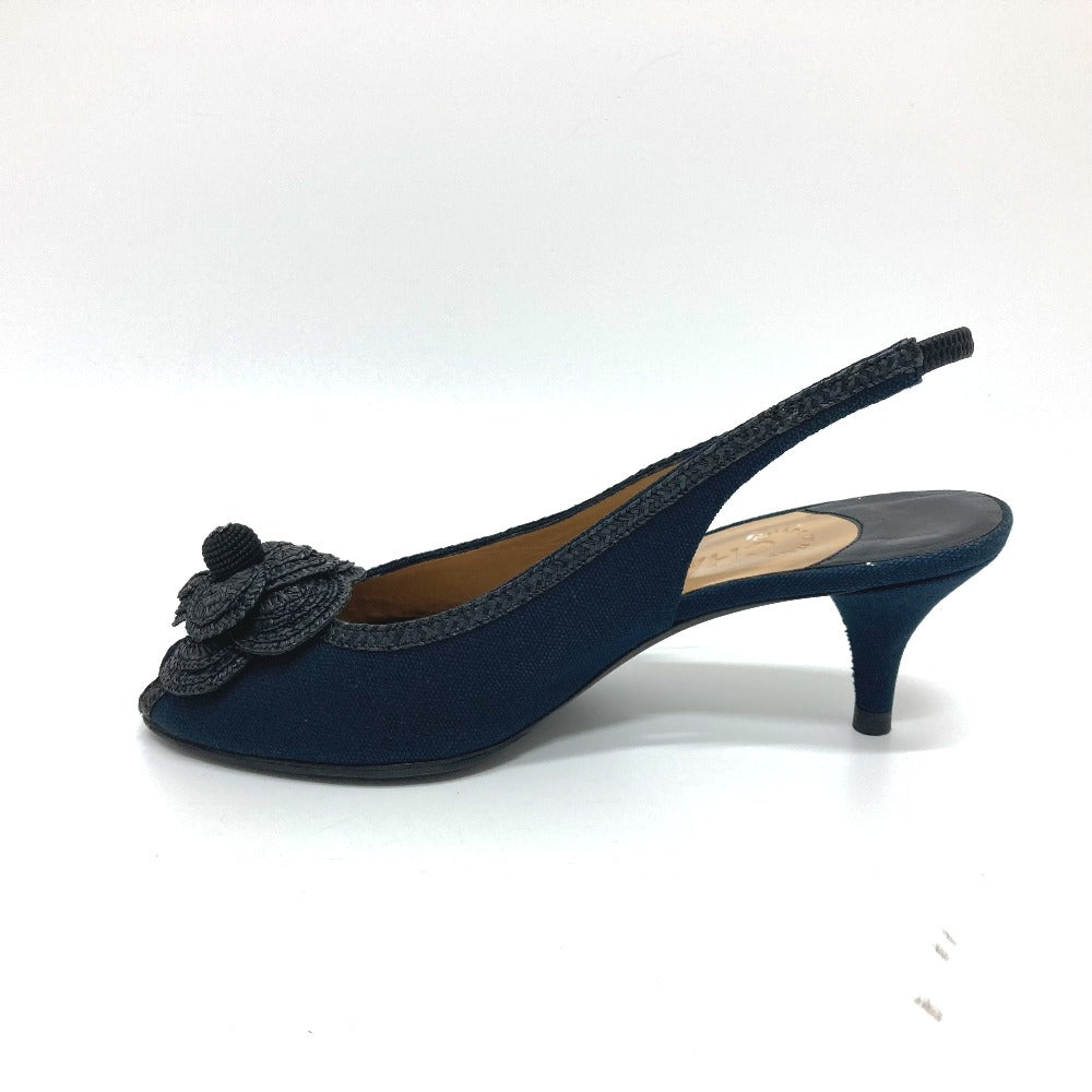Chanel Pumps Canvas Black Camelia Women 35 C