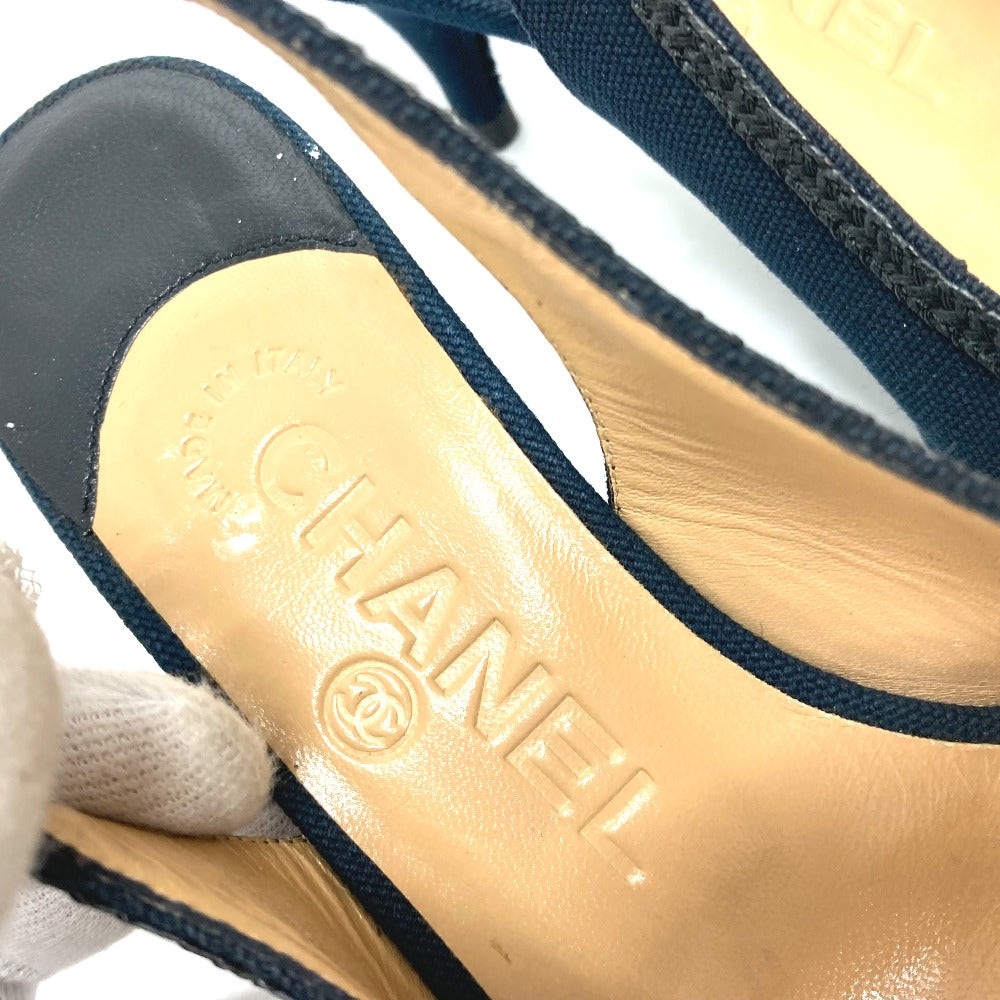 Chanel Pumps Canvas Black Camelia Women 35 C