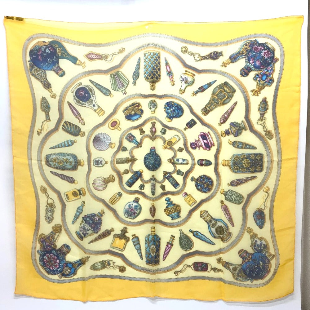 Hermes Scarf Silk Yellow Qu Importe Le Flacon Women