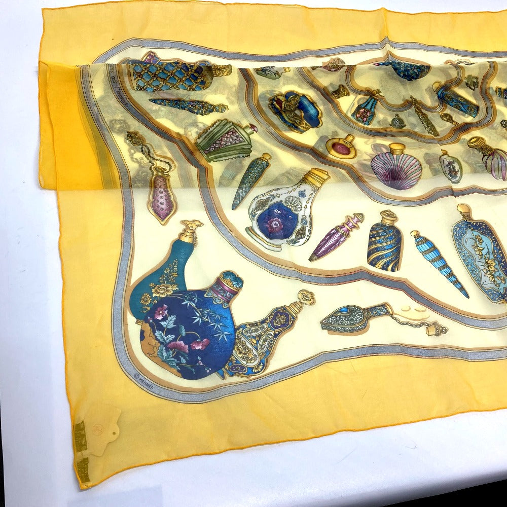Hermes Scarf Silk Yellow Qu Importe Le Flacon Women