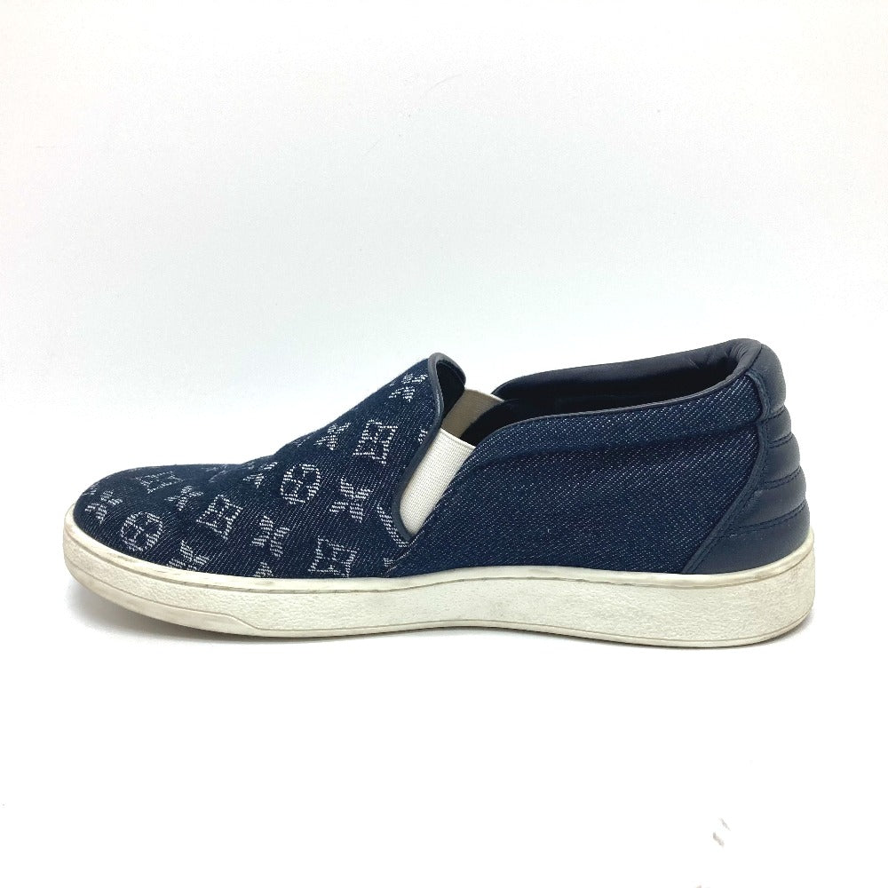 Louis Vuitton Slip-On Monogram Denim Blue Front Row Line Monogram Denim Women 35 1/2