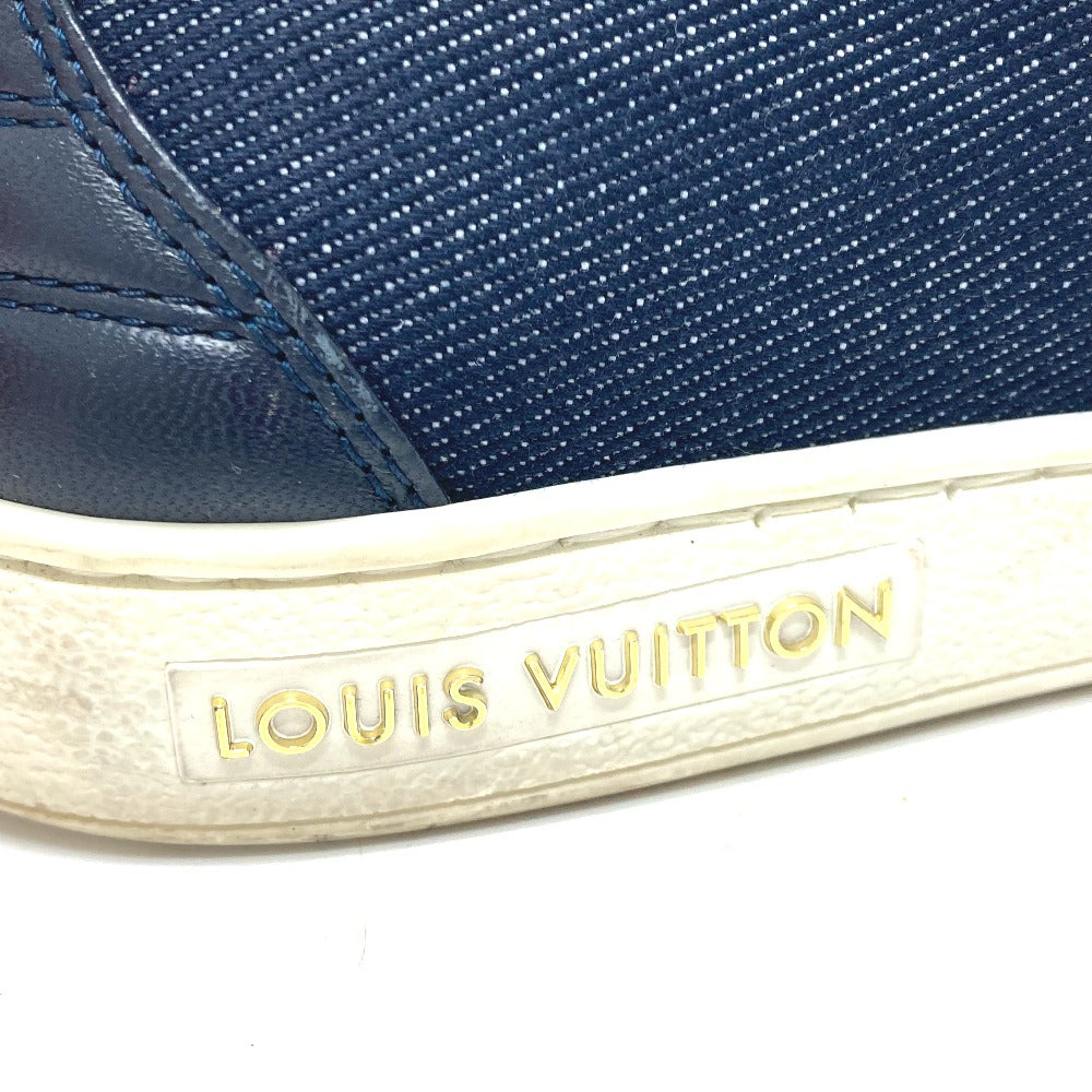 Louis Vuitton Slip-On Monogram Denim Blue Front Row Line Monogram Denim Women 35 1/2