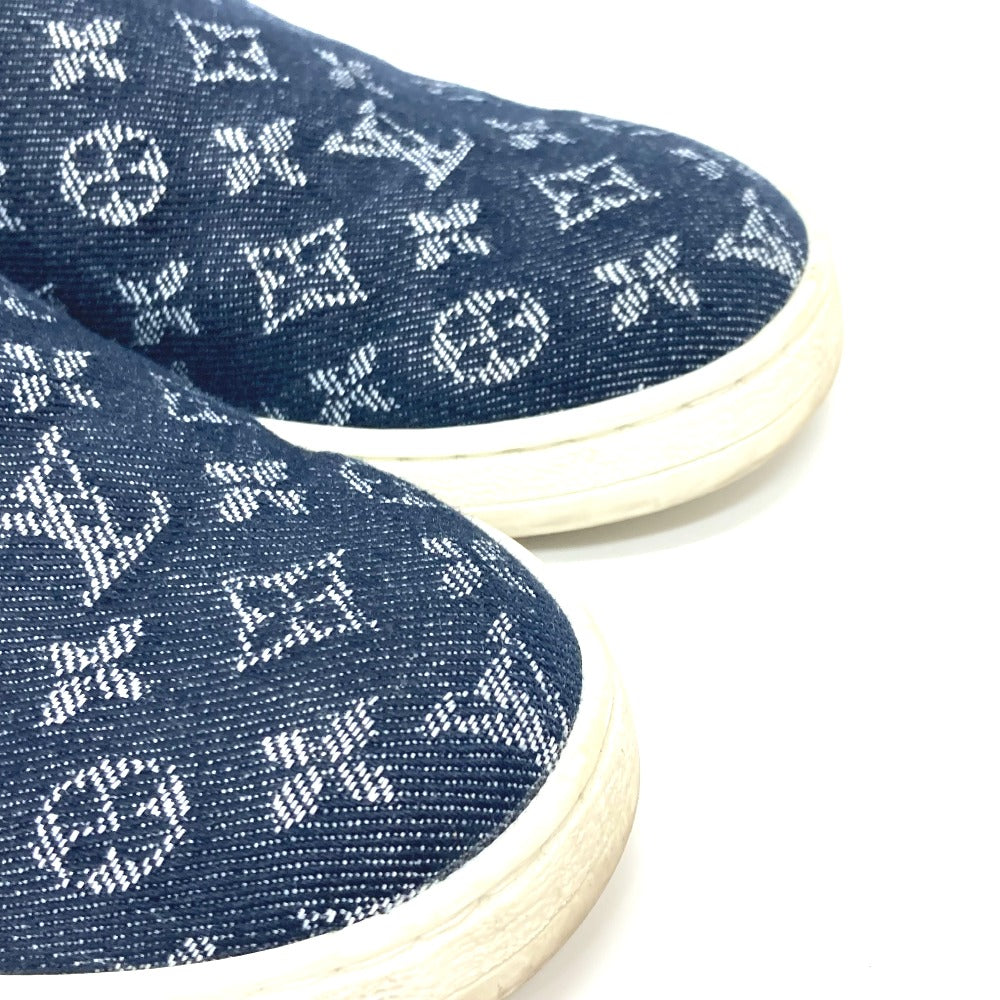 Louis Vuitton Slip-On Monogram Denim Blue Front Row Line Monogram Denim Women 35 1/2