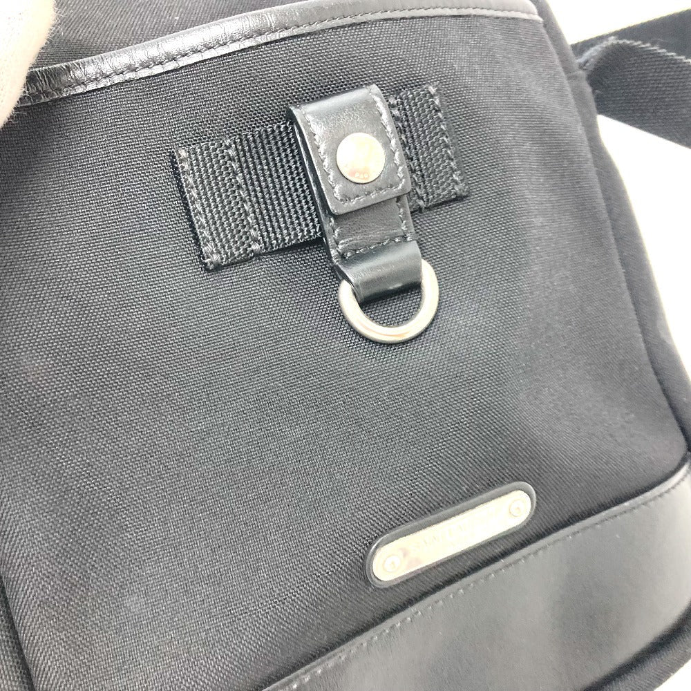 Saint Laurent Paris Shoulder Bag Canvas / Leather Black Logo Plate Women