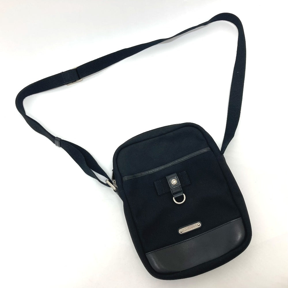 Saint Laurent Paris Shoulder Bag Canvas / Leather Black Logo Plate Women