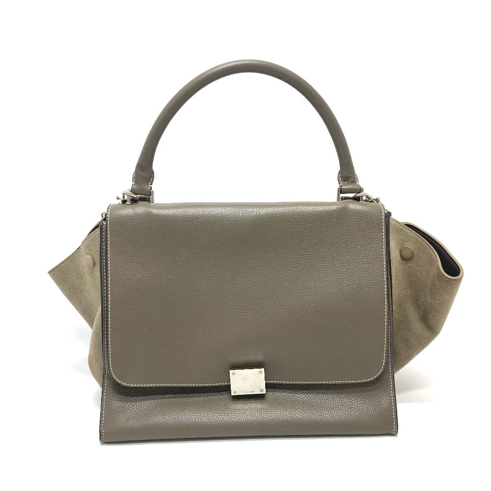 Celine Handbag Leather Brown Trapeze Women