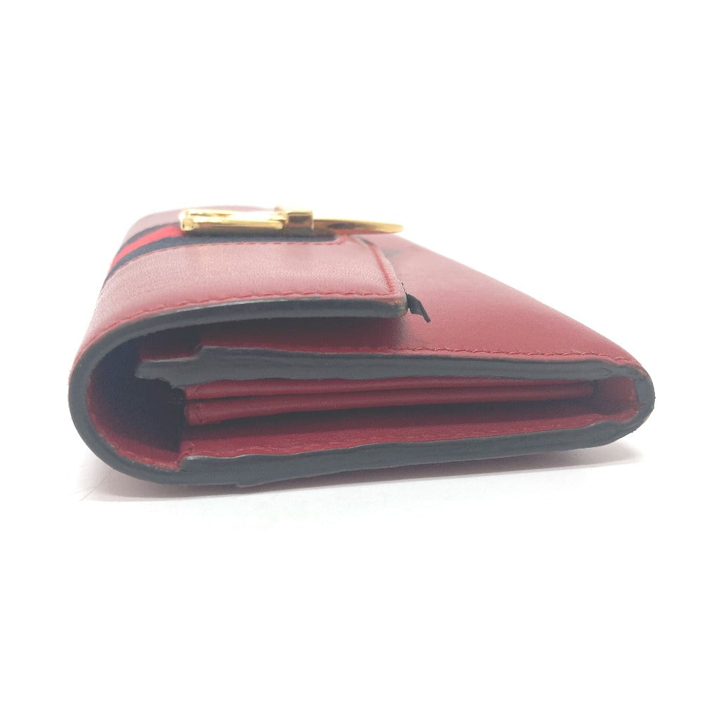 Gucci Long Wallet Purse 476084 Leather Red Sylvie Continental Women