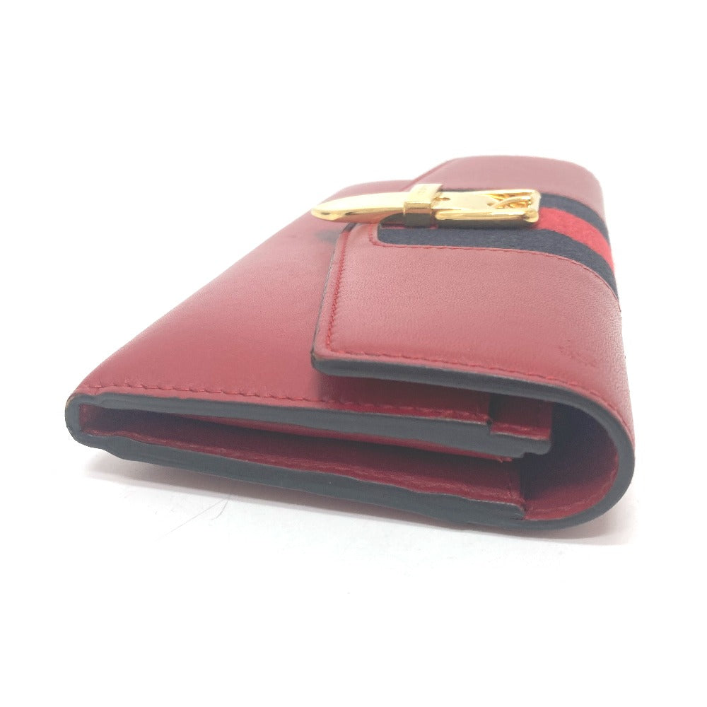 Gucci Long Wallet Purse 476084 Leather Red Sylvie Continental Women