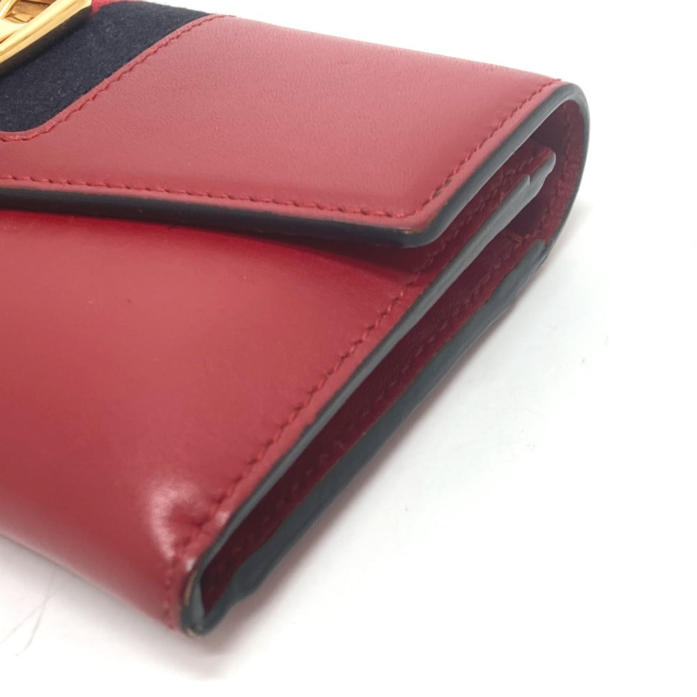 Gucci Long Wallet Purse 476084 Leather Red Sylvie Continental Women
