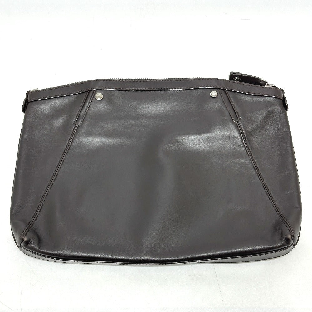 Bvlgari Clutch Bag Leather Brown Logo Mens