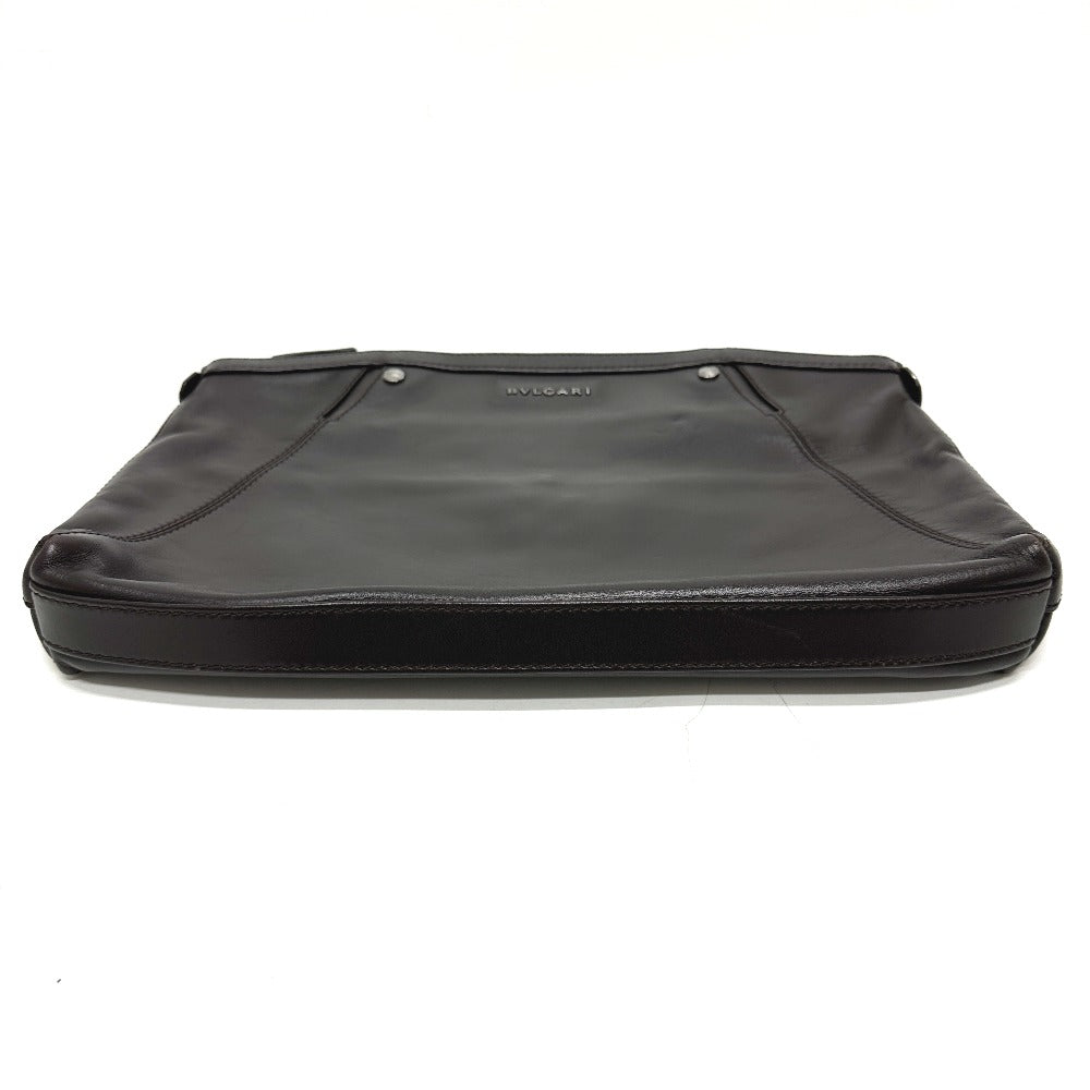 Bvlgari Clutch Bag Leather Brown Logo Mens