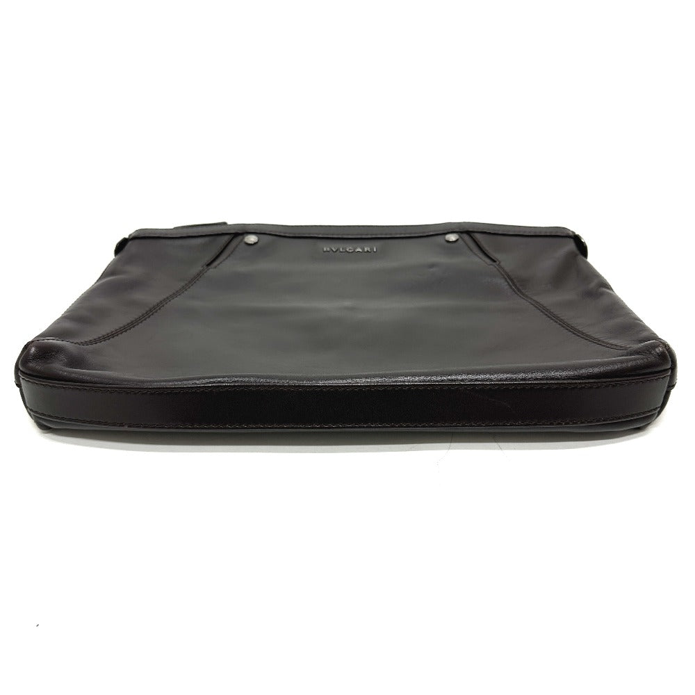 Bvlgari Clutch Bag Leather Brown Logo Mens