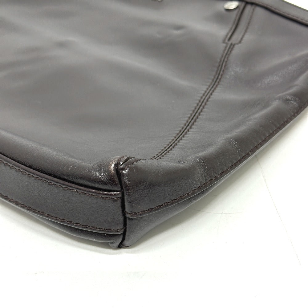 Bvlgari Clutch Bag Leather Brown Logo Mens