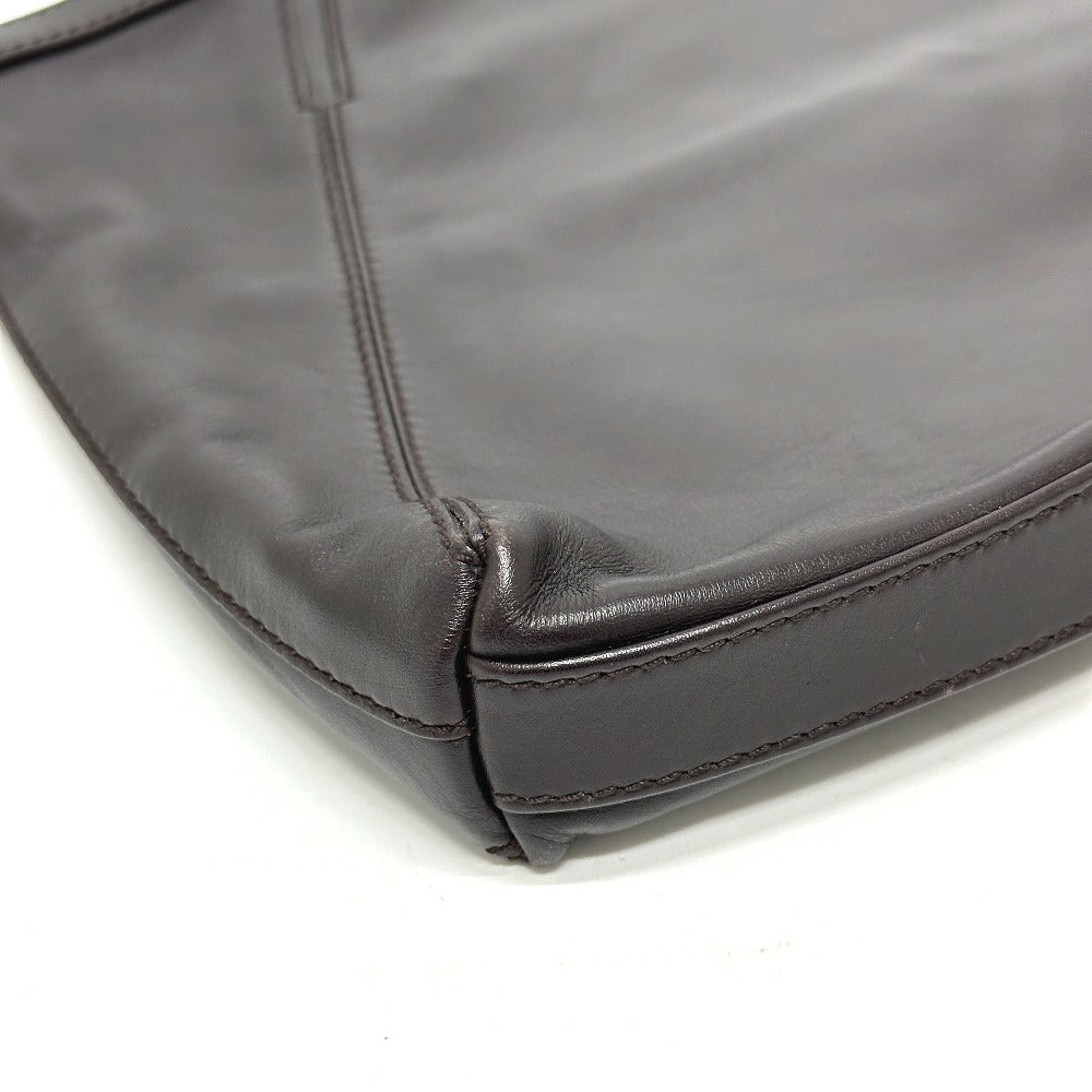 Bvlgari Clutch Bag Leather Brown Logo Mens
